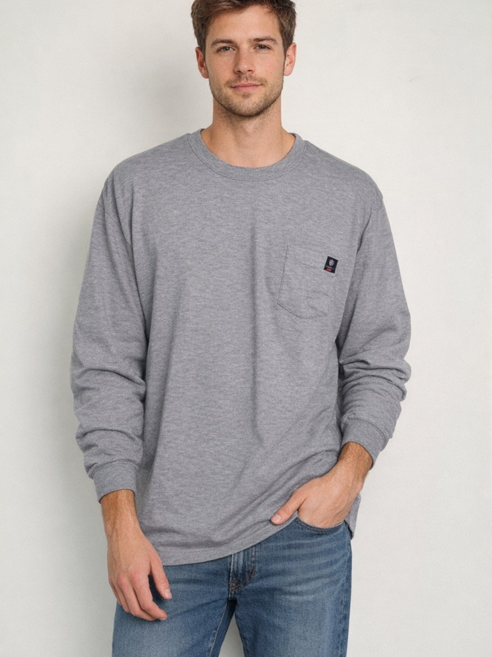 Tyndale Gray Long Sleeve Pocket Shirt Size 3XL